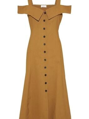fiona pleated belted halter dress by a.l.c. A.L.C. - Fiona belted pliss-canvas midi dress